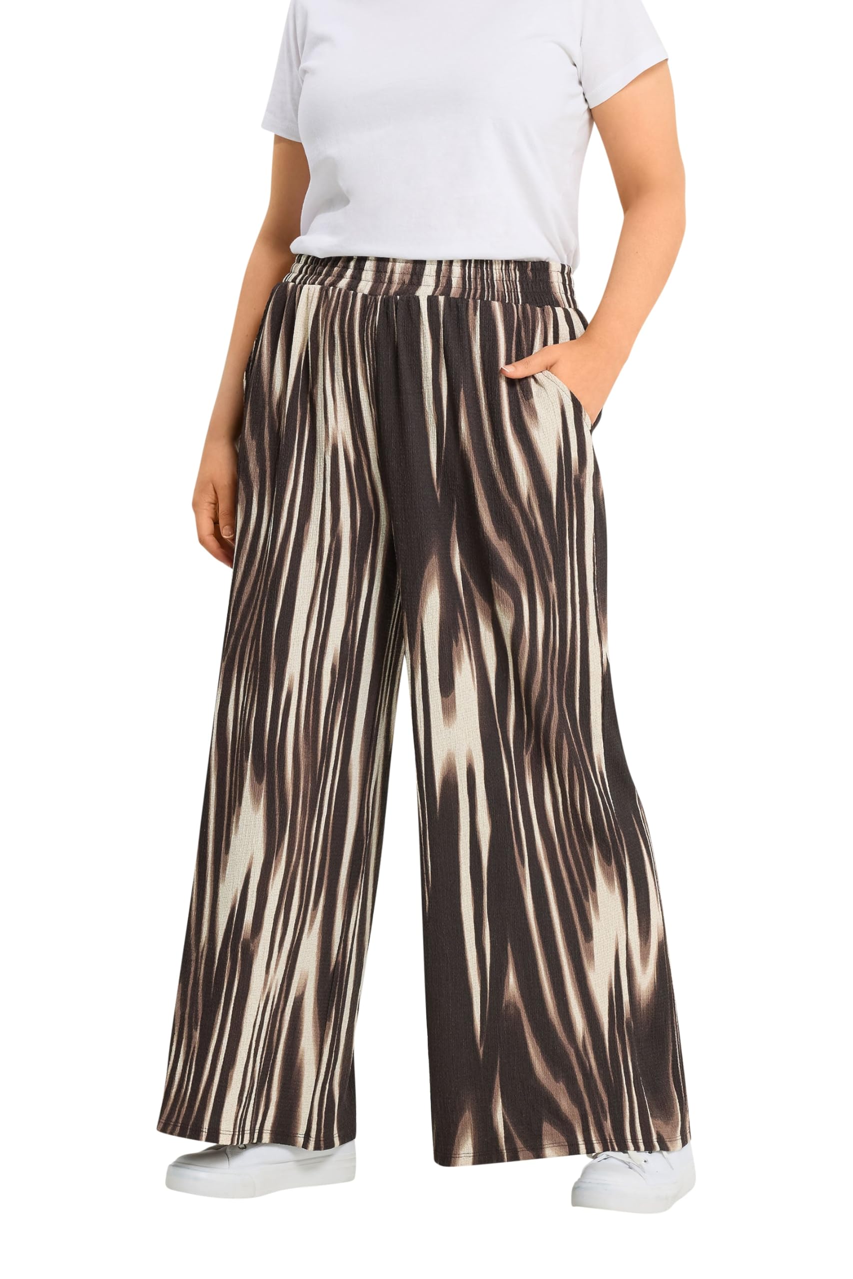 Yours Women's Chocolate Blur Wide Leg Trousers In | Size: 20R