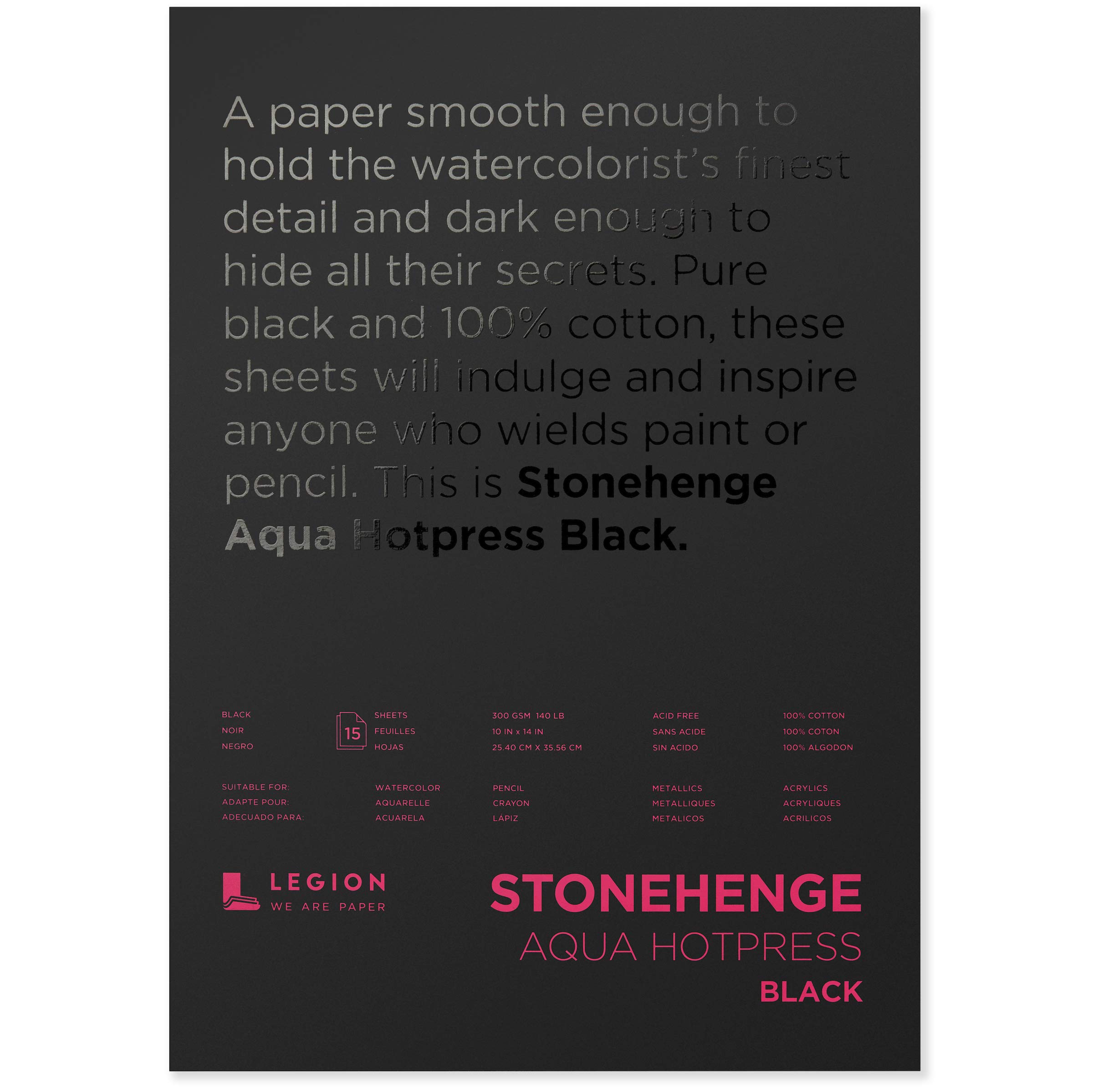 Stonehenge Aqua Hotpress Black Pad 140lb (10x14)