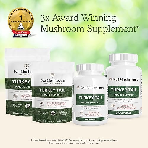 Miniatura 7 de Real Mushrooms Turkey Tail Mushroom Powder – Organic Turkey Tail Extract from – for Wellness, Gut Harmony, & Energy Support – Vegan, Non-GMO, No