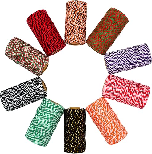 Miniatura 4 de 2 cuerdas de algodón de 328 pies de 0.079 in para Halloween, Acción de Gracias, Navidad, manualidades, atar cajas de pasteles y decoraciones de