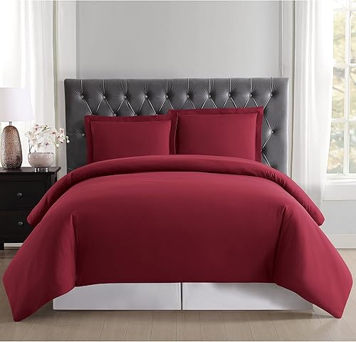 Truly Soft Everyday Juego de funda nórdica y fundas de almohada, color borgoña, tamaño individual XL