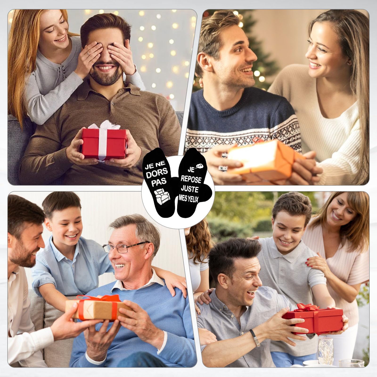 Cadeau Fete des Peres, 43-46 Chaussette Homme Humour, Chaussettes Antidérapantes,Idee Cadeau Fête des Pères Anniversaire,Cadeau Rigolo Humoristique,Cadeau Papa Grand Pere Son Mari Ado Garçon