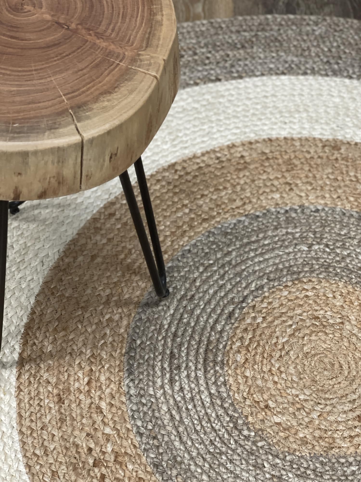 MY-RUG Jute Teppich Rund 120 cm - Sisal-Optik Handgewebt - Naturfaser Beige | Nachhaltiger Juteteppich für Wohnzimmer und Flur, OEKO-TEX zertifiziert, pflegeleicht, beidseitig nutzbar und weich