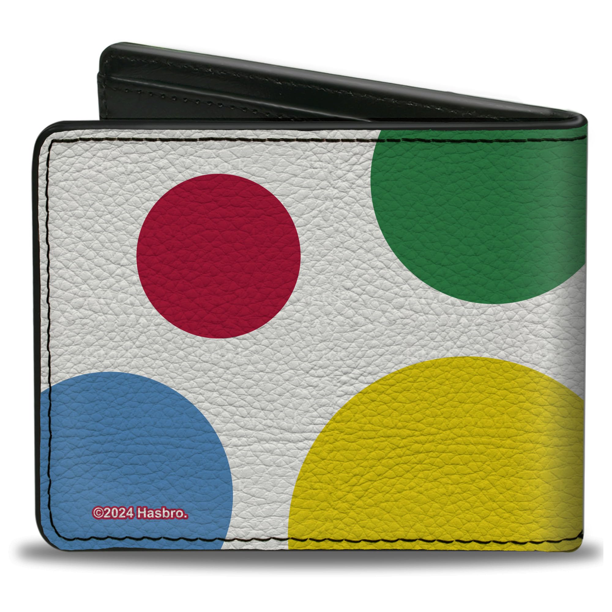 Buckle-Down Hasbro Wallet, Bifold, Twister Risker Circle Spots White Multi Color, Vegan Leather