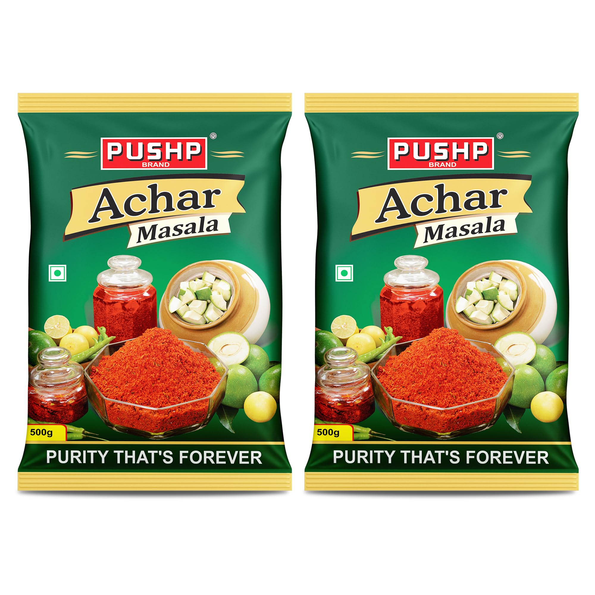 Pushp Achar Masala | 500g | Premium Blend of Traditional Spices | Ready-to-Use Pickle Mix | Homemade Pickle Masala | No Added Preservatives (Pack of 2)