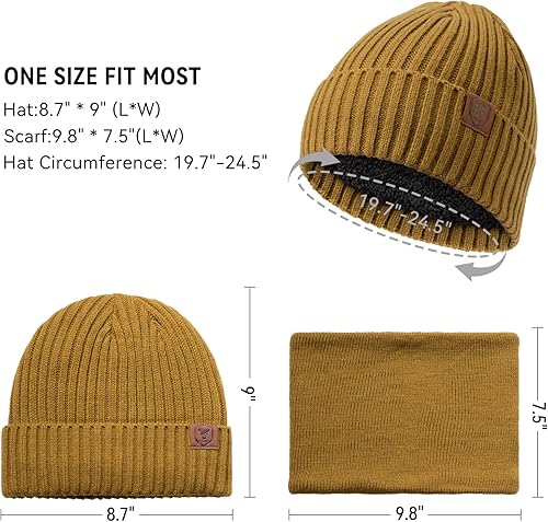 Miniatura 4 de Juego de guantes de invierno para pantalla táctil para hombres y mujeres gorro de punto con forro polar cálido