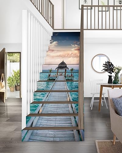 Miniatura 3 de FLFK - Calcomanías para escaleras  Adhesivos para escaleras autoadhesivas de madera para decoración del hogar, 39.3 pulgadas de ancho x 7 pulgadas
