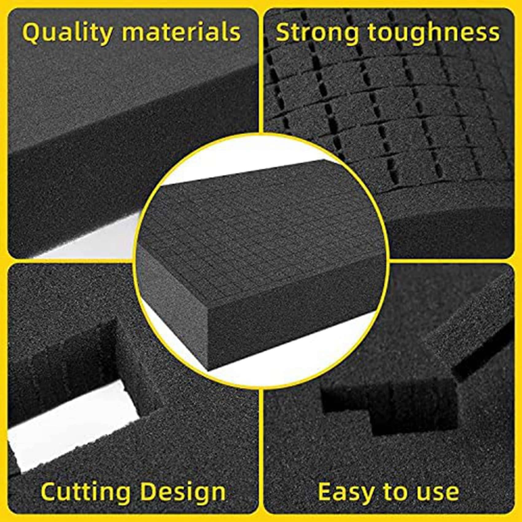 Pianka siatkowa, 8 szt., 300 x 300 x 50 mm, 8 szt., 300 x 300 x 10 mm, pianka do skrzynki narzędziowej, walizki na aparat, wkładki do walizki, narzędzia