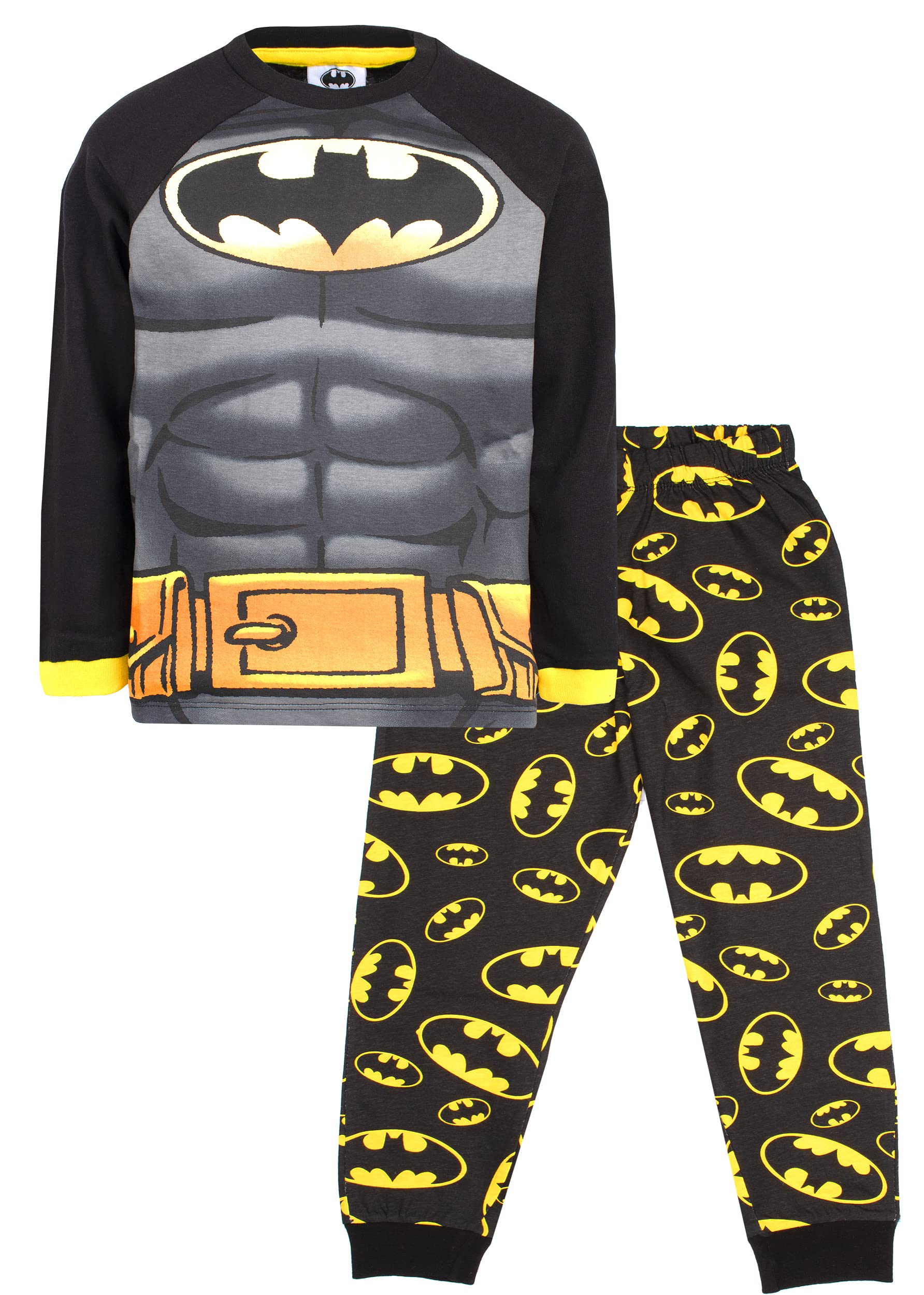 Pyjama Batman DC Comics Pour Garçons - T-shirt Et Pantalon Noir, Manches Longues, Coton Doux - 9