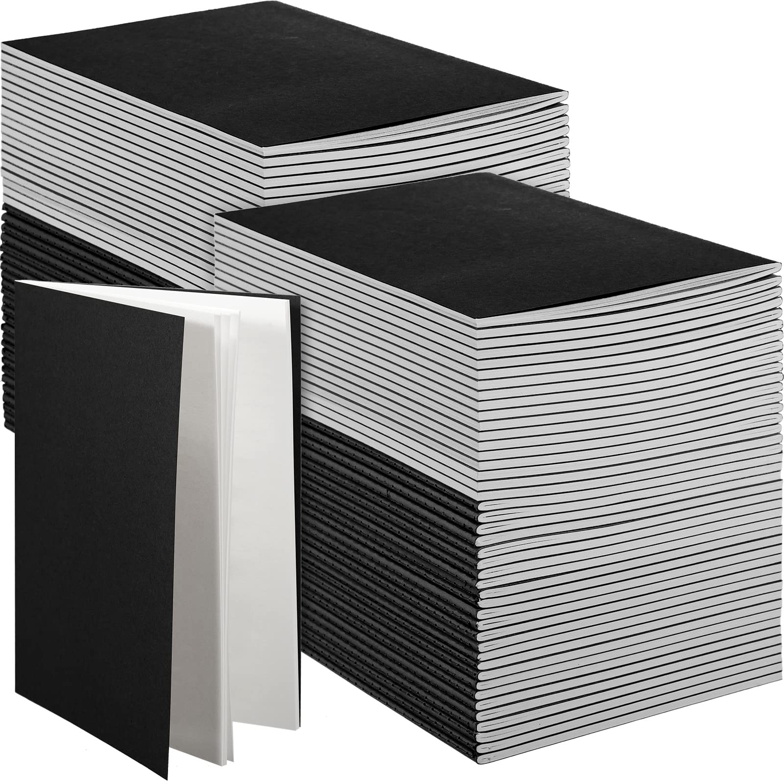 Mimorou 100 Pcs A5 Journals Notebooks Bulk,Black,Blank