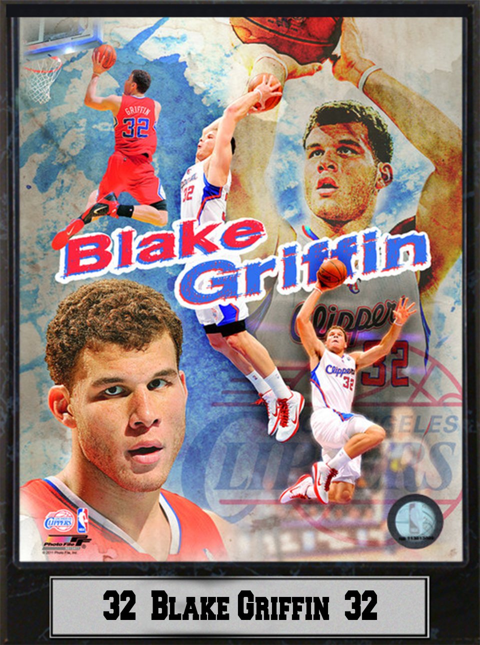 Encore Select 512-01 NBA Los Angeles Clippers Blake Griffin Logo Plaque, 9-Inch by 12-Inch