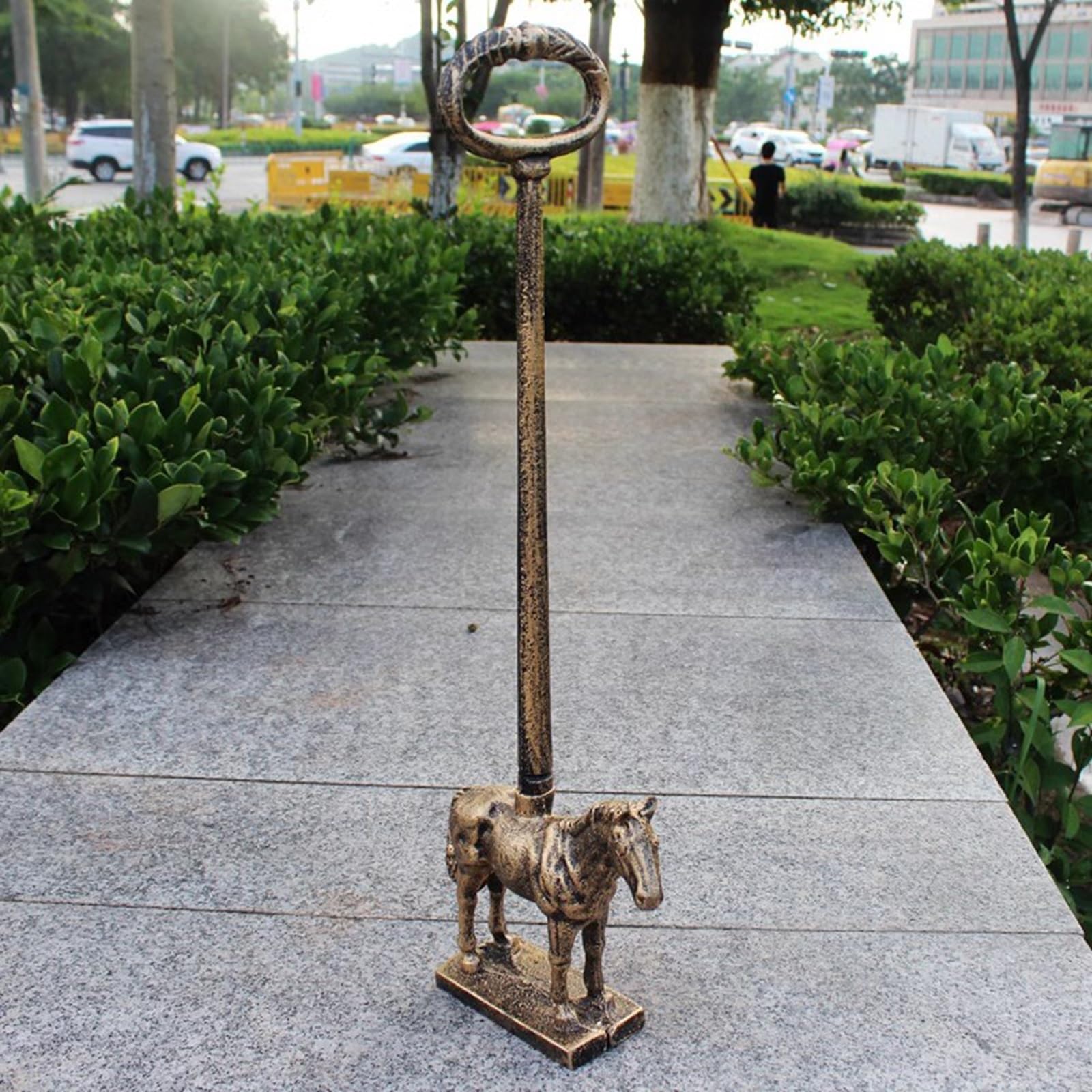 Tope de Puerta de Hierro Fundido Tope De Puerta De Hierro Fundido Pesado, Señal con Caballo, Resistencia De Puerta Alta con Asa Portátil, Contrapeso para Mantener La Puerta Abierta(Antique copper)