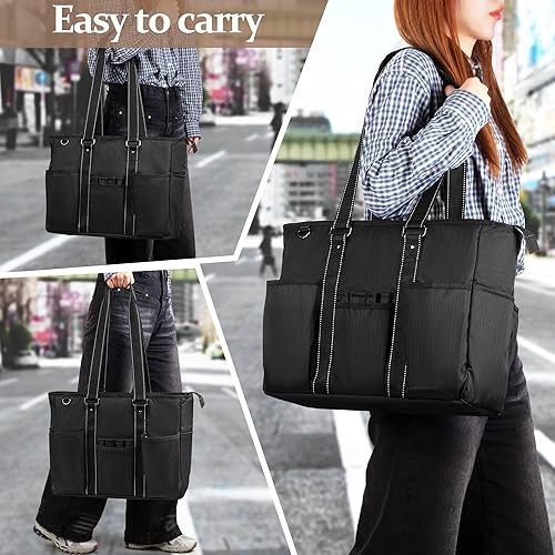 Miniatura 2 de Damero Bolsa de mano para profesores con funda acolchada para laptop, bolsa de trabajo para profesores, bolsa de utilidad para oficina, viajes o