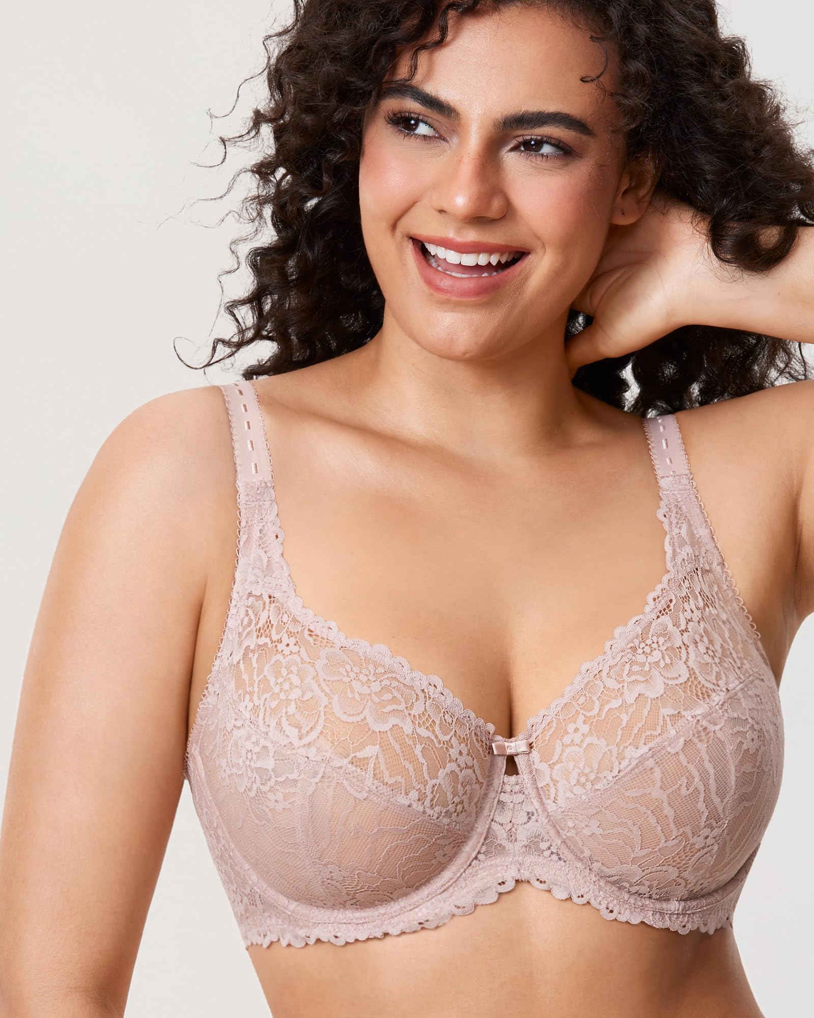 DELIMIRA Femme Soutien Gorge Grande Taille avec Armatures Dentelle Transparent