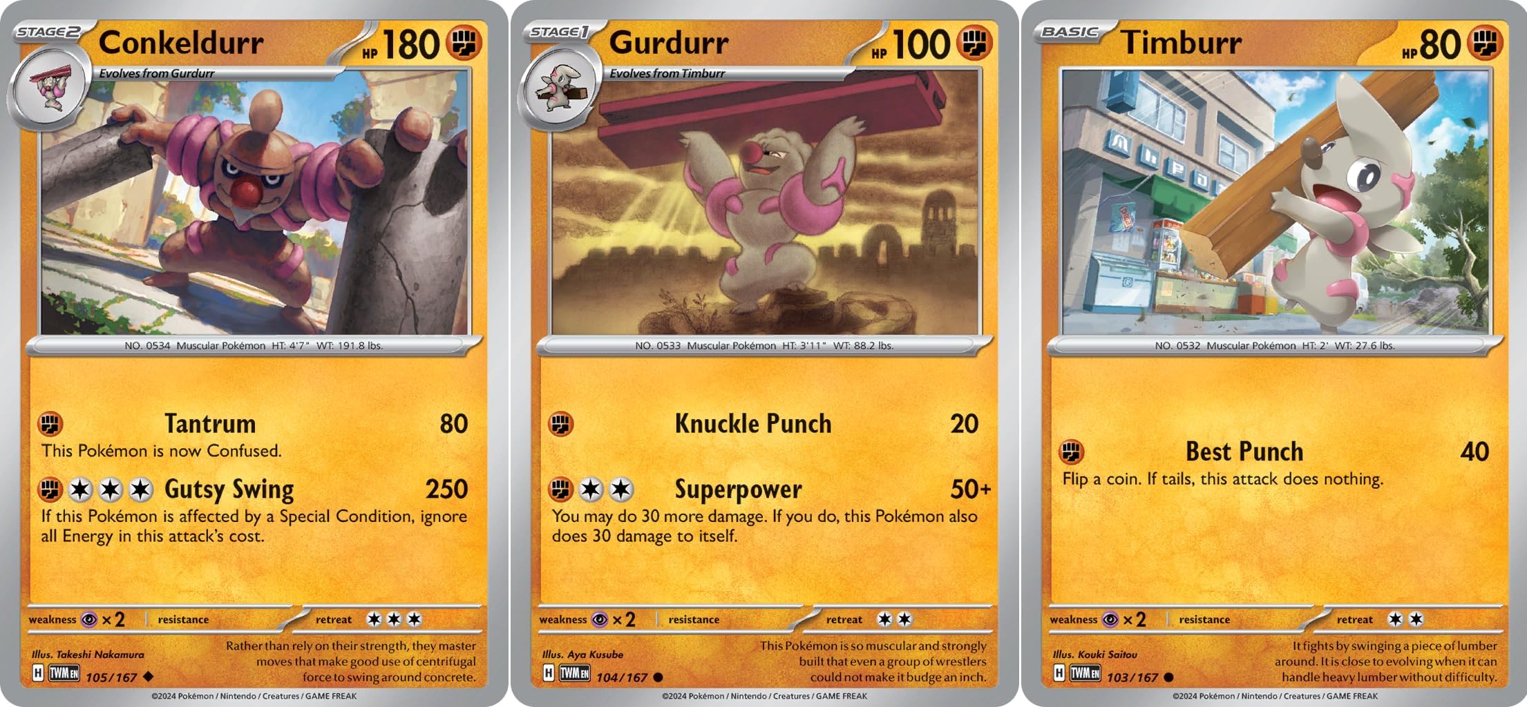 Conkeldurr 105 167 - Twilight Masquerade Pokemon Card Lot