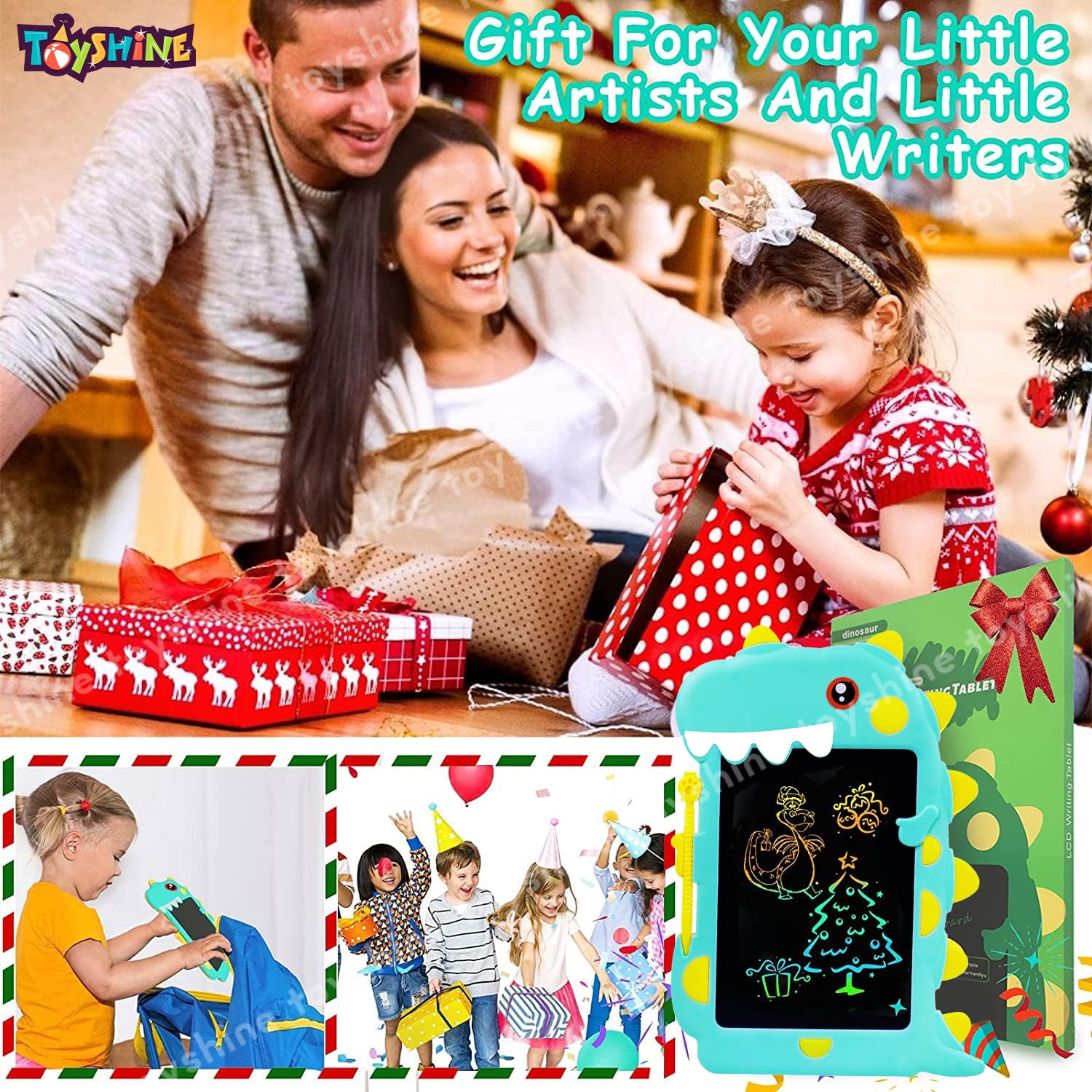 Toyshine Dinosaur Design Writing Tablet for Kids, 8.5 Inches LCD Tab for Kids Drawing Pad Doodle Board for 3-10 Years Old Boys/Girls Gifts Education Learning Toys, Green - Image 8 thumbnail