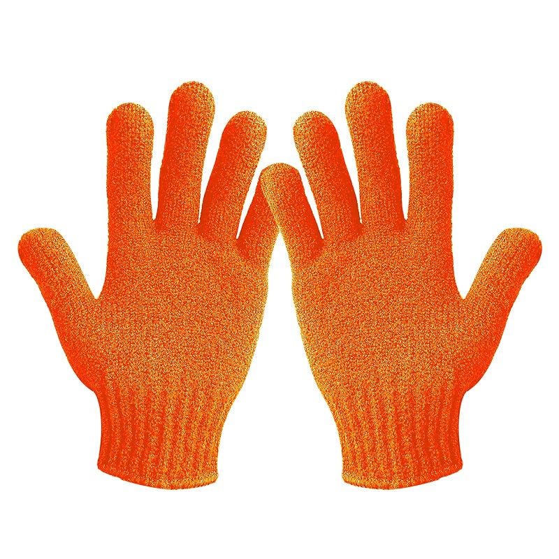 MIG4U Luvas de Banho Esfoliantes de Nylon com Alça para Pendurar, Laranja, Tamanho Regular