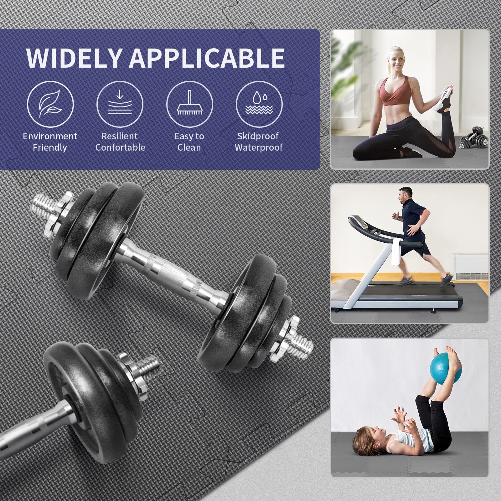 Edukit EVA Gym Foam Mat Tegels; 30,5 X Cm; Zwart; Antislip In Elkaar Grijpende Puzzelvloertegels Voor Thuis Oefeningen Garage 8 Vierkante Voet 3388777198