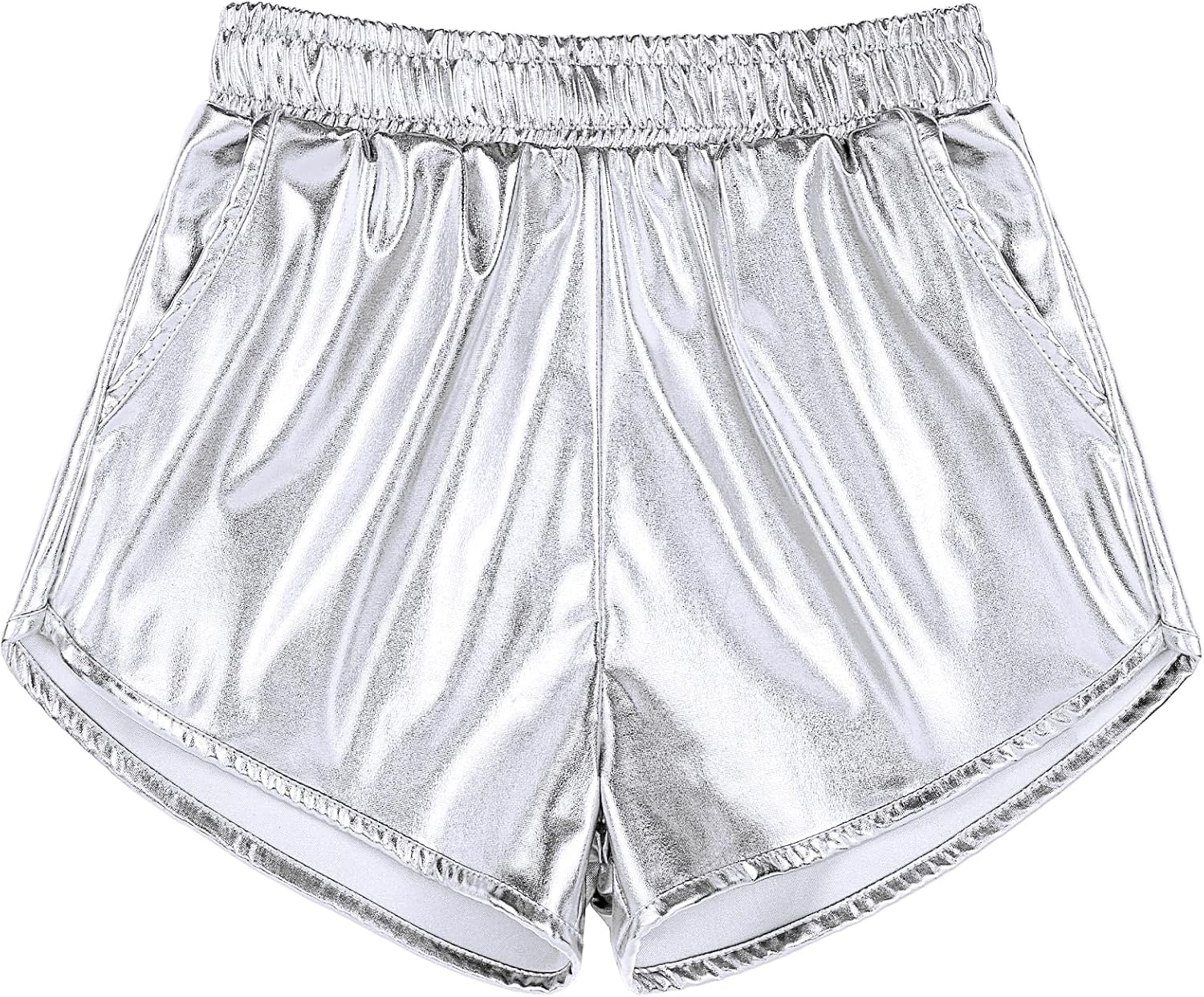 Auranso Girls Metallic Shorts Sparkly Hot Pants Shiny Dance Outfits Short Pants