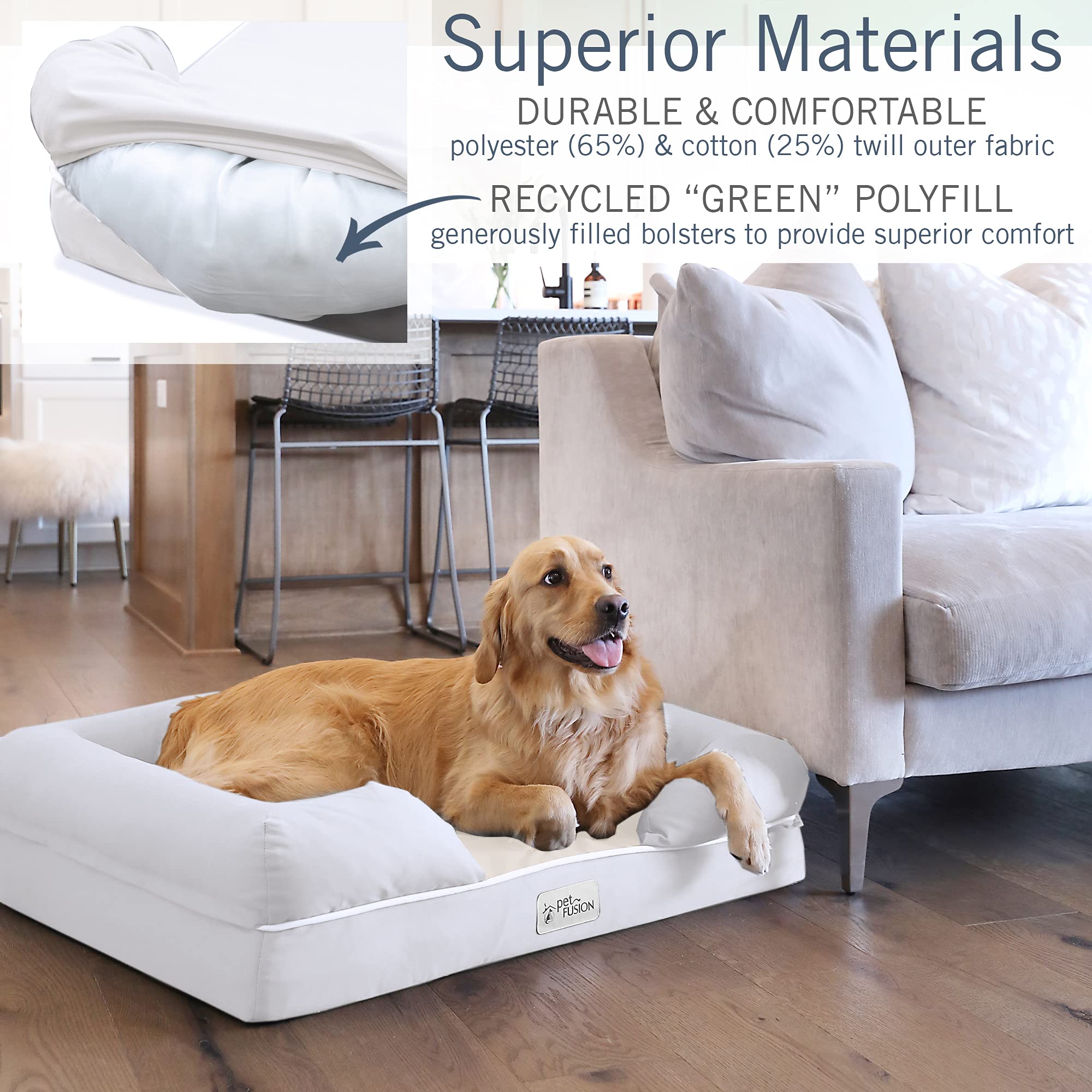 PetFusion Extra Large Dog Bed w/ Solid 4" Memory Foam, Waterproof Liner