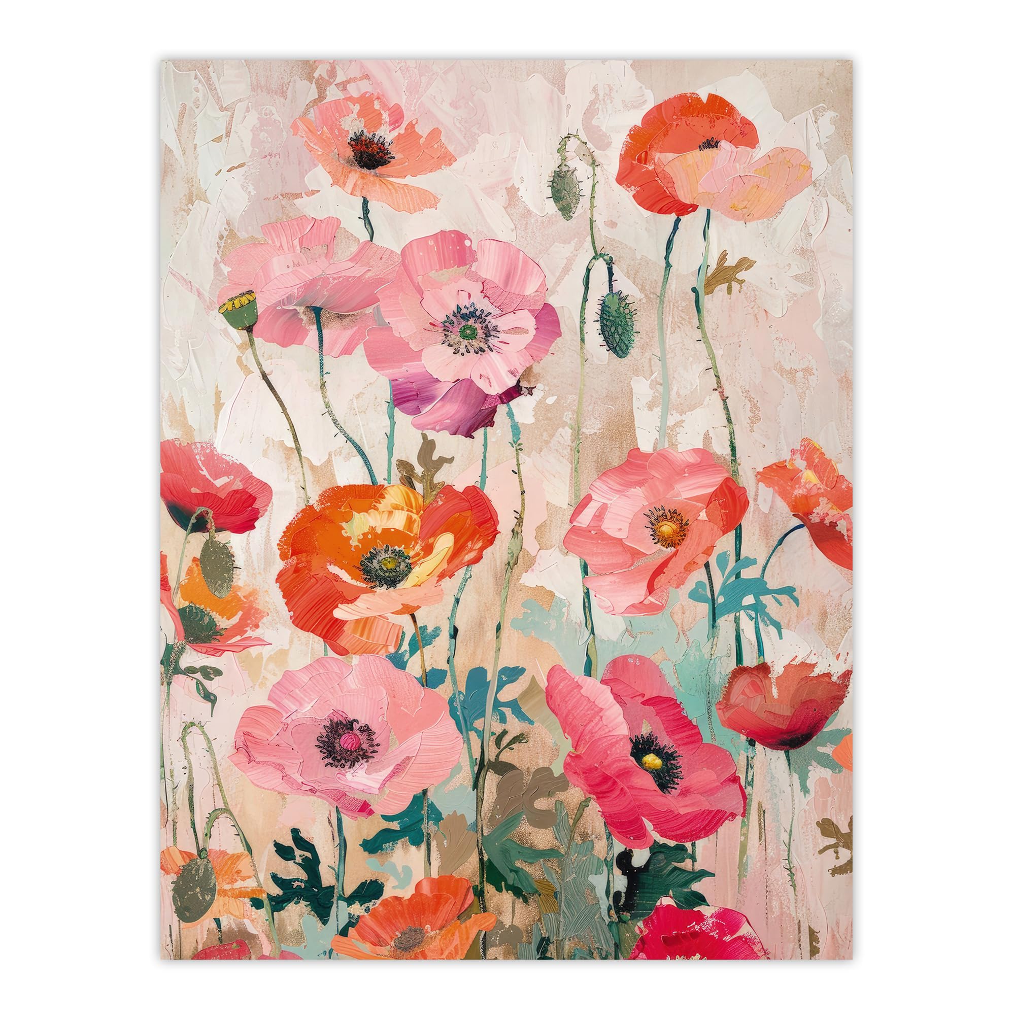 Artery8 Poppy Flowers Oil Painting Poster Print W18" x H24"