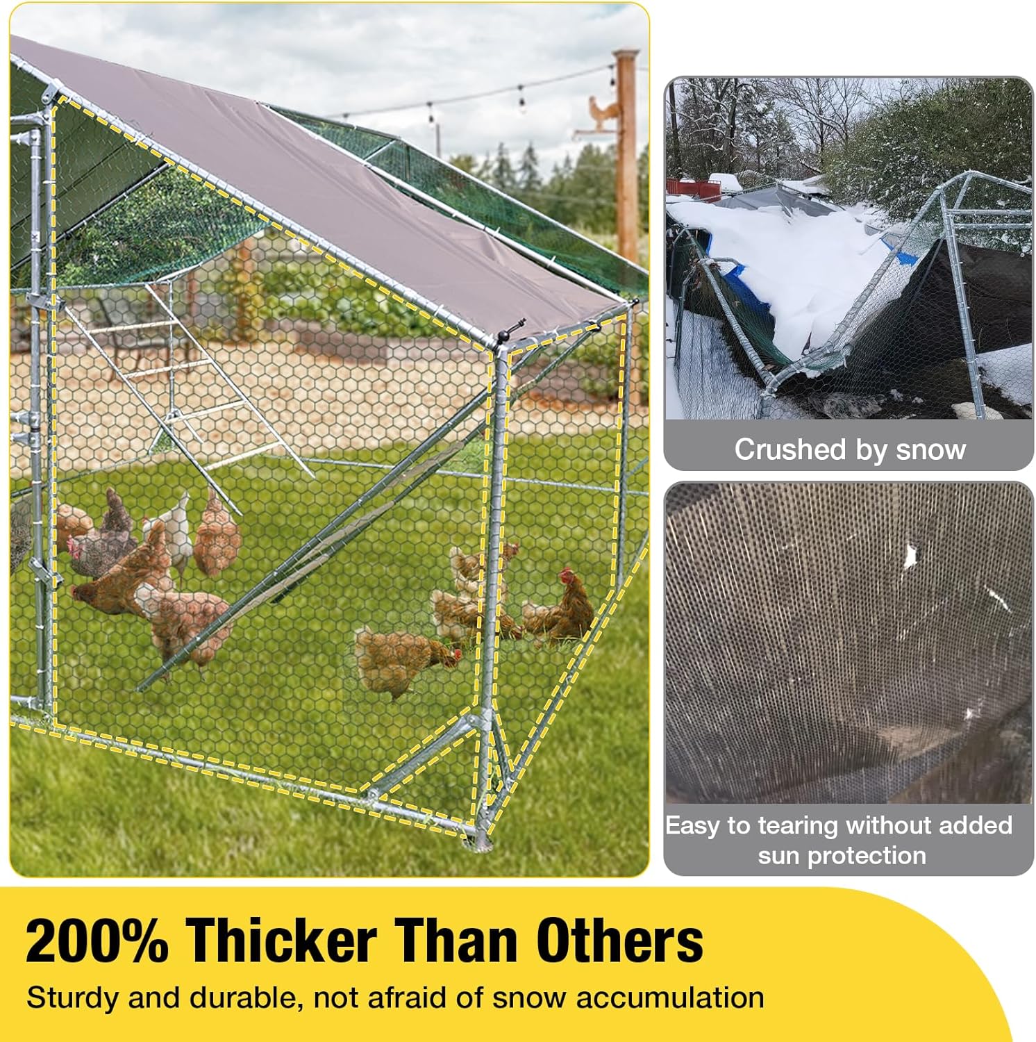Aivituvin Large Metal Chicken Coop Run Chicken Pen with Ramp, Waterproof Tarp Cover, Outdoor Poultry Enclosure for Chickens, Ducks, Rabbits, 12.9' L x 9.8' W x 6.5' H