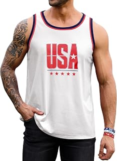 Arvilhill Men's 4th of July Tank Tops American Flag Graphic Sleeveless Shirt (S-3XL)