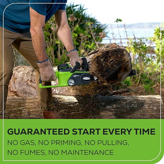 Greenworks 40V 16 Brushless Cordless Chainsaw, 4.0Ah Battery and Charger Included, Black/Green