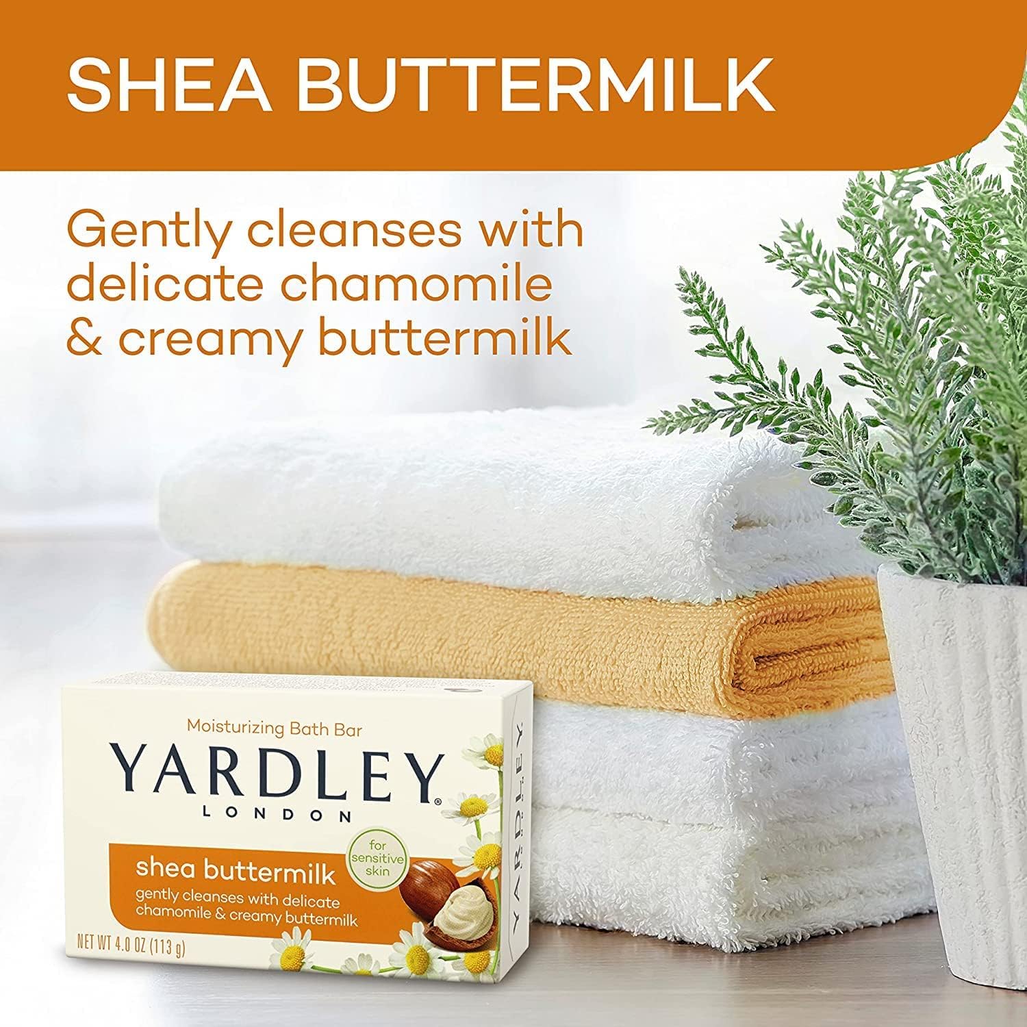 Yardley Shea Buttermilk Bath Bar 4oz 4 Pack