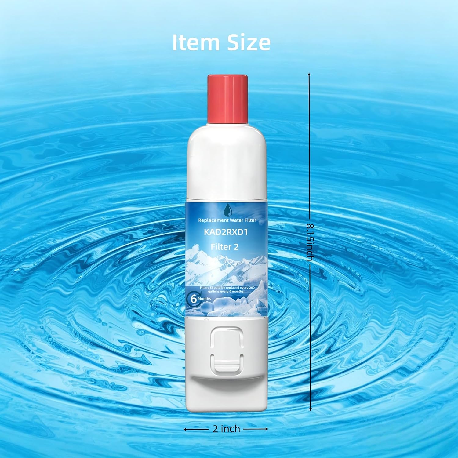 KAD2RXD1 Filter 2 Water Filter Cartridge Compatible with KitchenAid KRFF577KPS, KRFF577KBS, KRMF536RPS, KRMF536RBS, KRQC736RPS, KRMF706ESS, KRMF706EBS, KRFF507HPS. Pack of 3 image 2