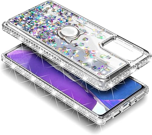 Miniatura 4 de NZND Compatible con Samsung Galaxy A13-5G funda de teléfono, gema de cristal  Brillante brillante flotante cascada líquida cubierta linda cubierta