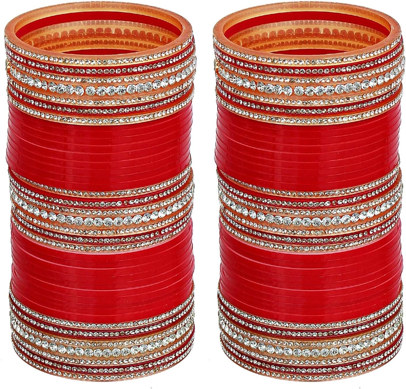 Lucky Jewellery Bridal Bangle Set Wedding punjabi chuda Designer chura, Red Acrylic Choora Set for Women (446-G1C1-NT-R)