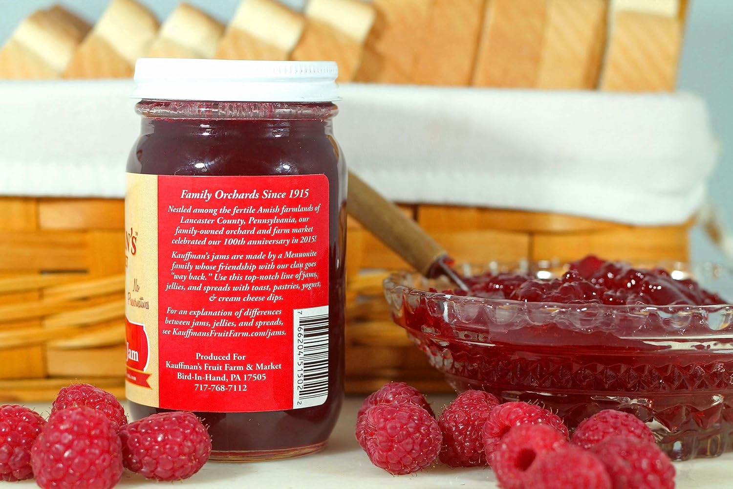 Kauffman Orchards Seedless Red Raspberry Jam, All Natural, No Preservatives, 9 Oz. (Pack of 1)