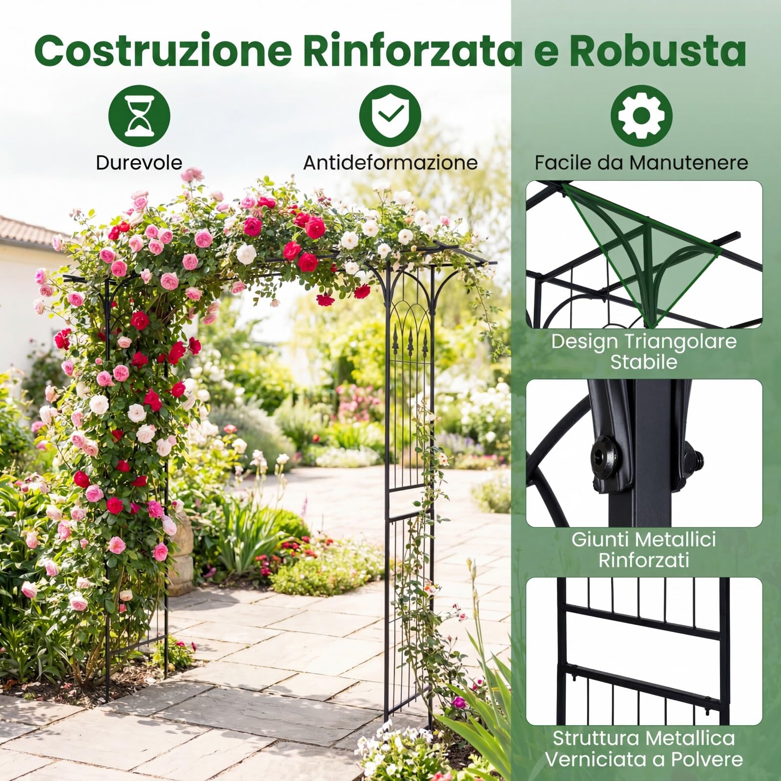 GYMAX Arco da Giardino, Pergolato Esterno per Piante Rampicanti