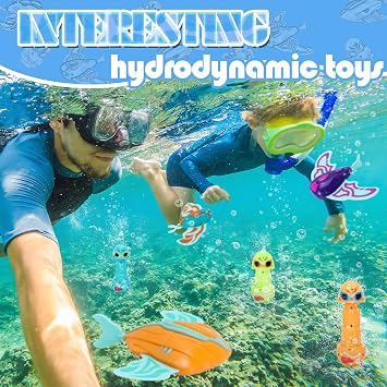 TOPWAYS Pool Diving Toy Set 3 Diving Power Devilfish Diving Torpedoes | Swimming Underwater Pool Training Toys Diving Games Training Children's Gifts