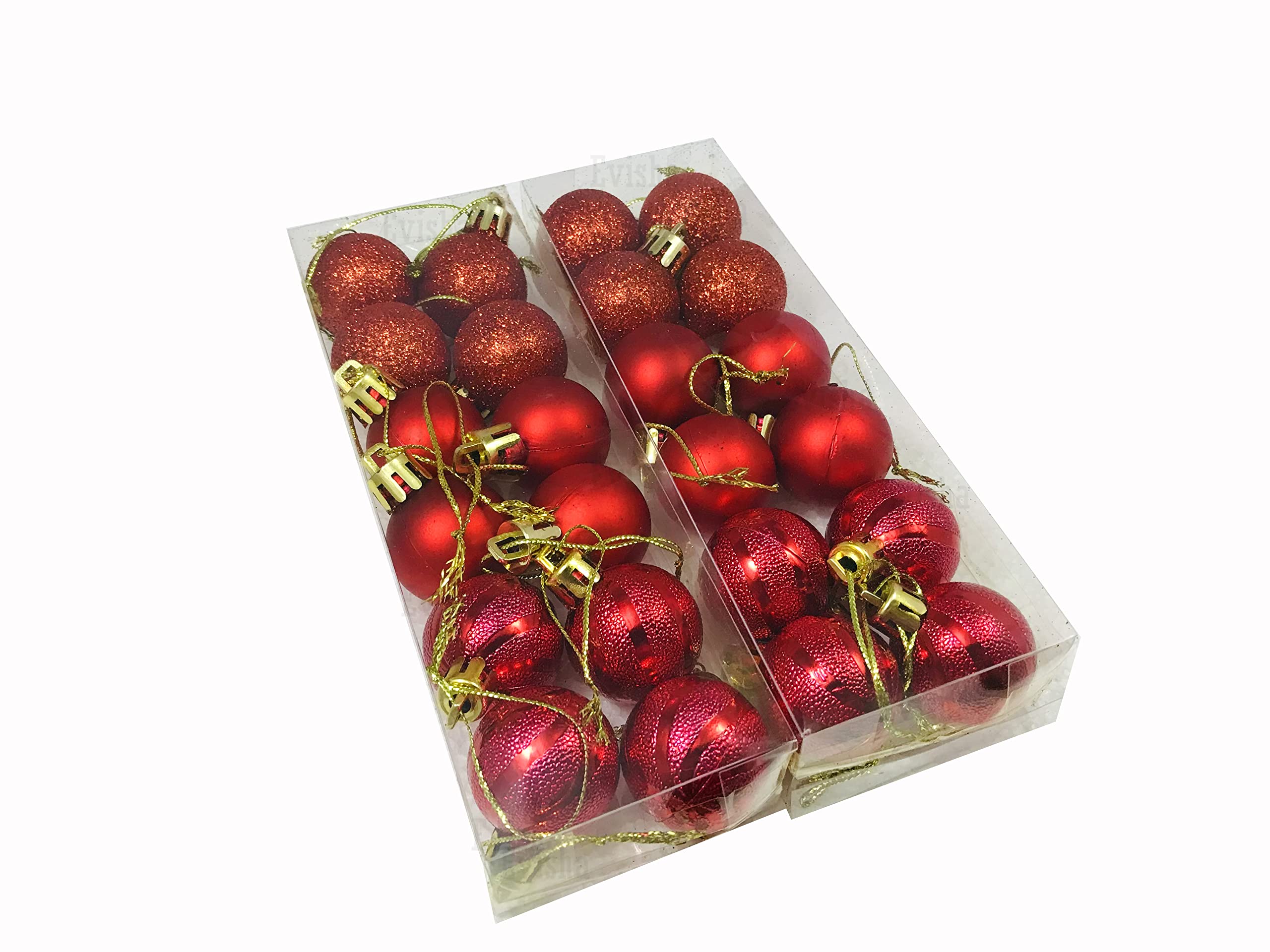 Evisha24 pcs Red Christmas X-Mass Tree Decoration Balls Hangings Ornaments