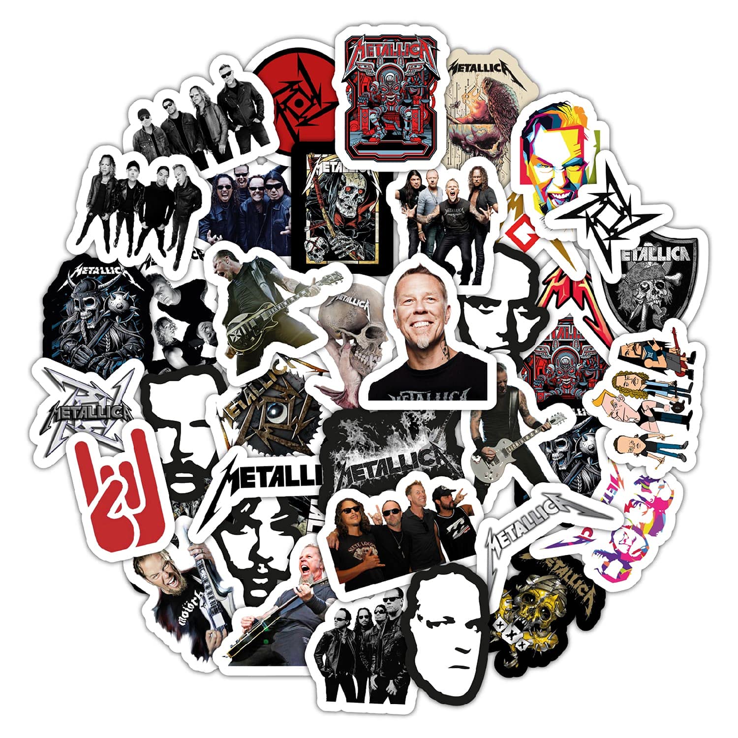 BulbaCraft Heavy Metal Band Stickers for Adults, 36 Pieces of Strong Adhesive and Waterproof Stickers for Laptop, Decals for Teens Aesthetic and Guitar Decals, Gifts for Women & Men