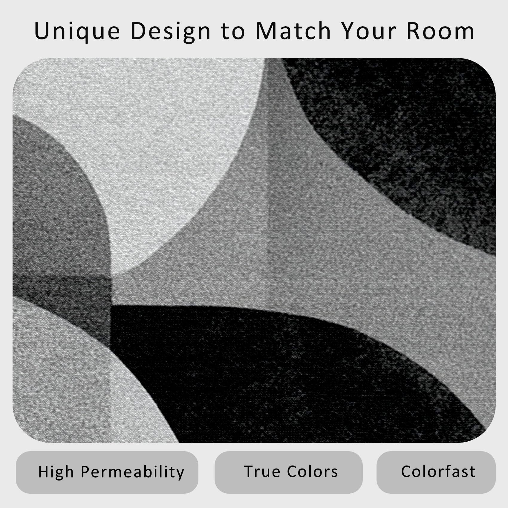 Teppich Geometrische Wohnzimmer 200 x 300 cm Mit Modern Schwarz Grau Muster, Geometrische Schlafzimmer Deko Bettvorleger, Kurzflor rutschfest Waschbar Teppiche Gegend