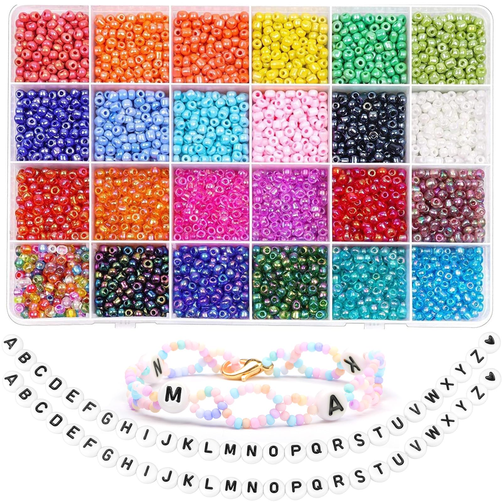 Yholin 4mm Glass Seed, 6/0 Small Pony Beads Jewelry Making Kit, DIY Art Craft Gifts