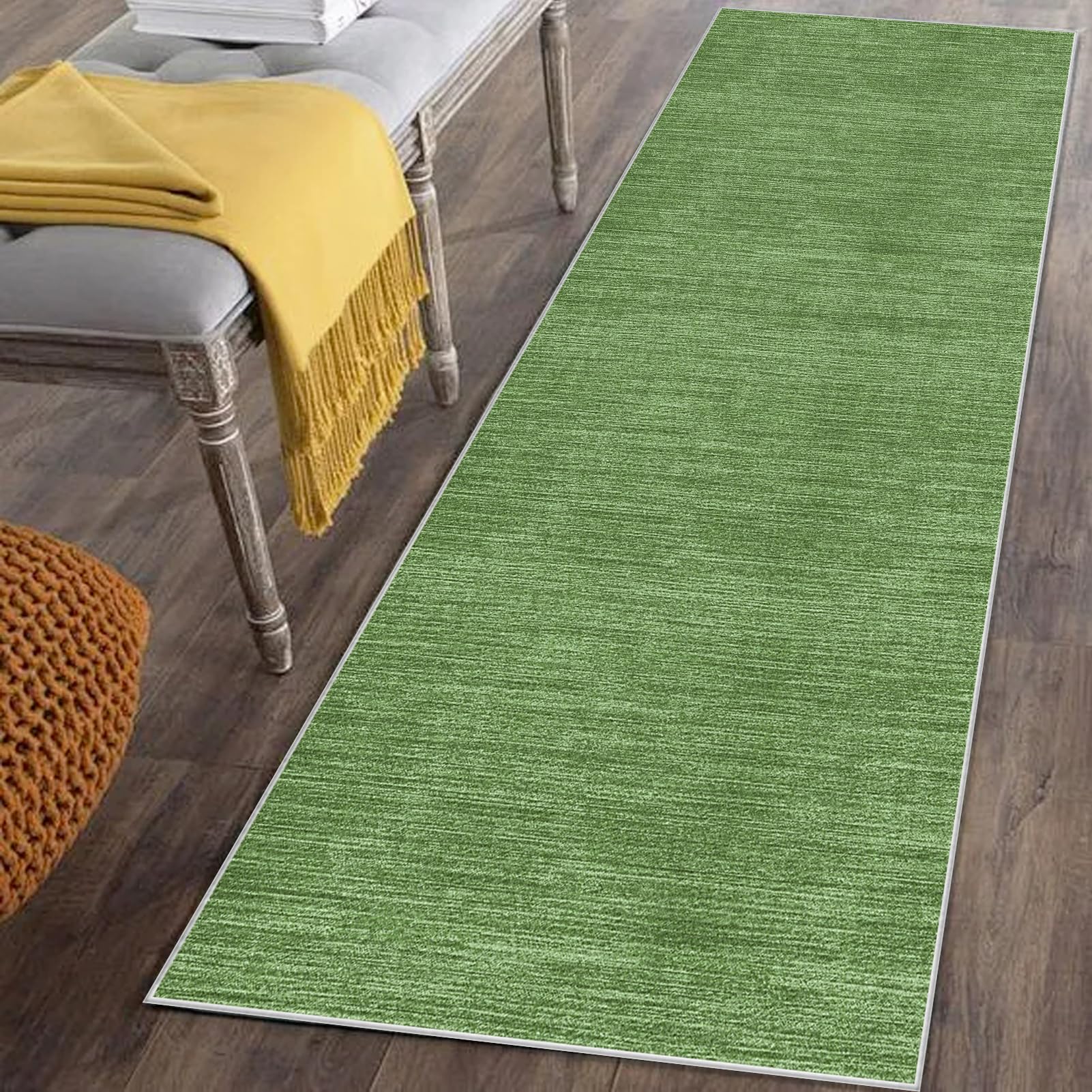 Carpet Runners for Hallway 120 x 500 cm Green Non-Slip Washable Floor Carpet for Kitchen Runner Rug for Entryway Hallway Hall Runner Low Pile Area Rug Narrow Rug Runner for Hallway Kitchen Bedroom