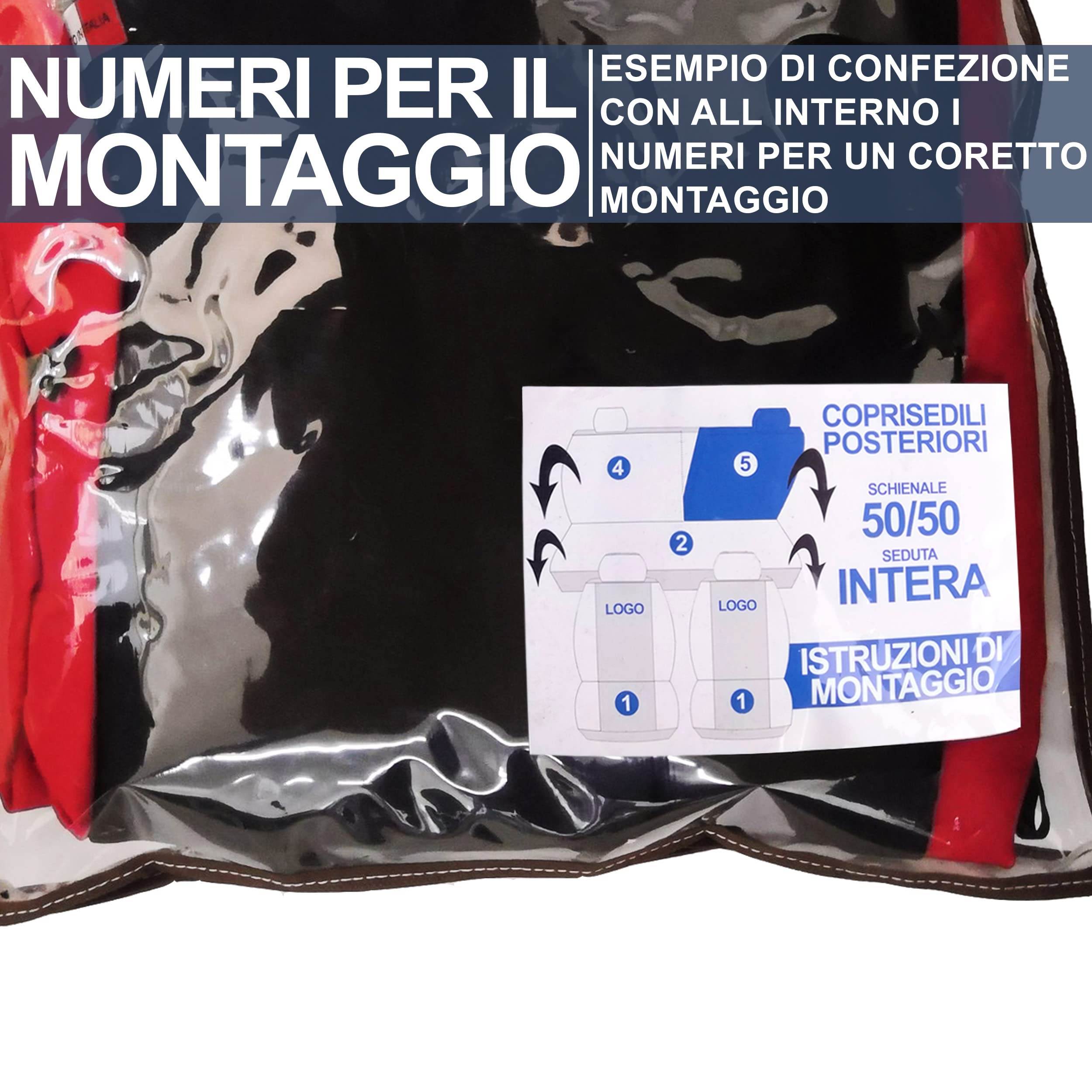 Auto Accessori Lupex - Copri-sedili Auto Compatibili Ypsilon Y, Set Copri-Sedile Completo Anteriori e Posteriori divisi 50 e 50 | Logo Ricamato (Nero)