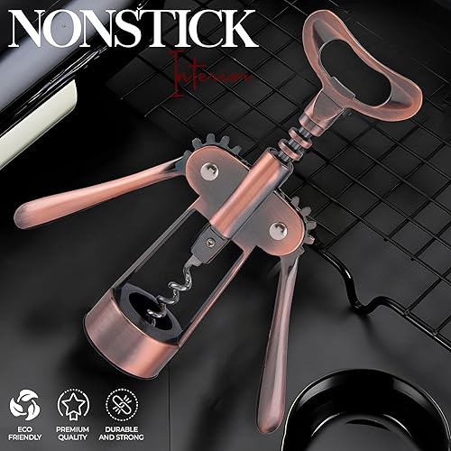 Miniatura 2 de Alpine Cuisine Abridor de vino de aleación de zinc resistente de 7 pulgadas con mango ergonómico, sacacorchos para botellas de vino, sacacorchos de