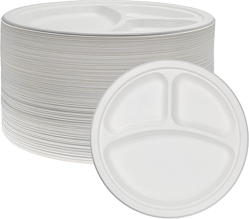 Miniatura 5 de Platos resistentes  Platos desechables de 10 pulgadas para adultos y niños  Los platos de papel de caña de azúcar ecológicos blancos son resistentes