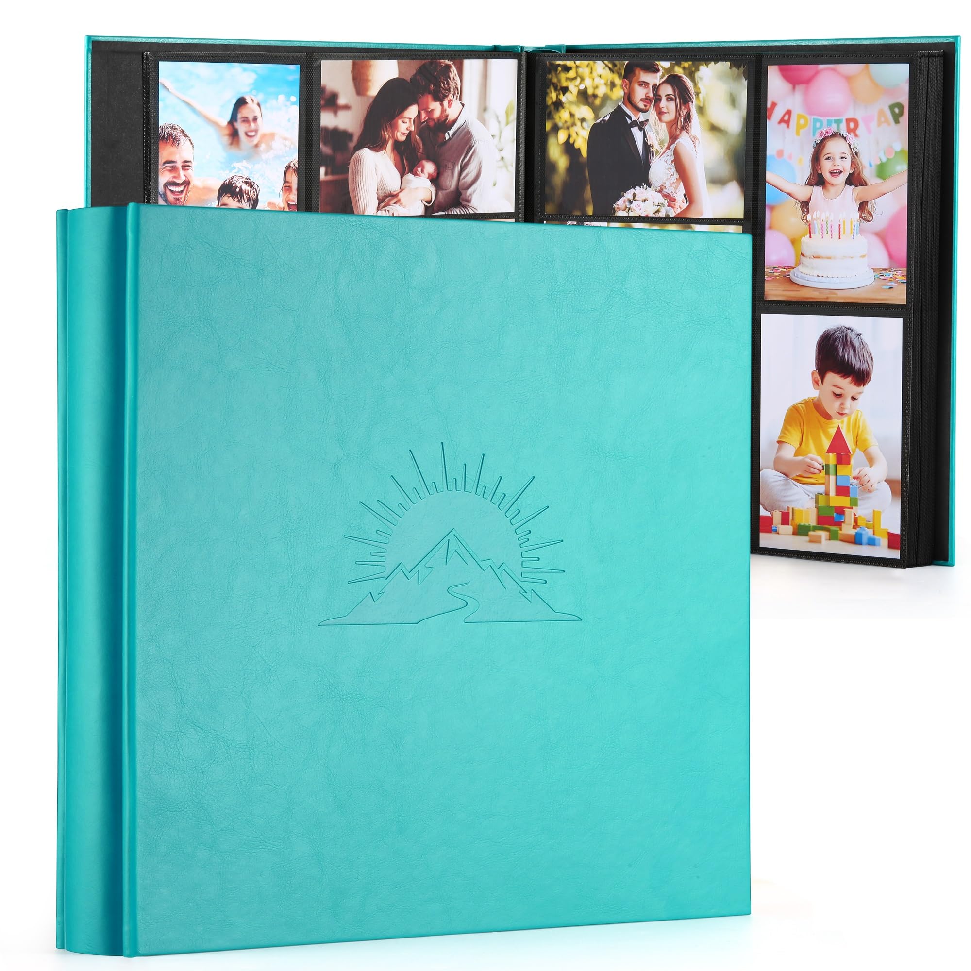 DazSpirit Fotoalbum 10x15 600 Fotos, Einsteckalbum mit Lederhülle & eleganter Prägung, Großes klassisches Fotobuch zum Einkleben für Hochzeit, Jubiläum, Baby und Familie