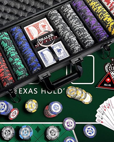 Miniatura 6 de Fichas de póquer de arcilla, 500 piezas de fichas de póquer de 0.49 oz con estuche de póquer resistente a los golpes tipo K, fichas numeradas, juego