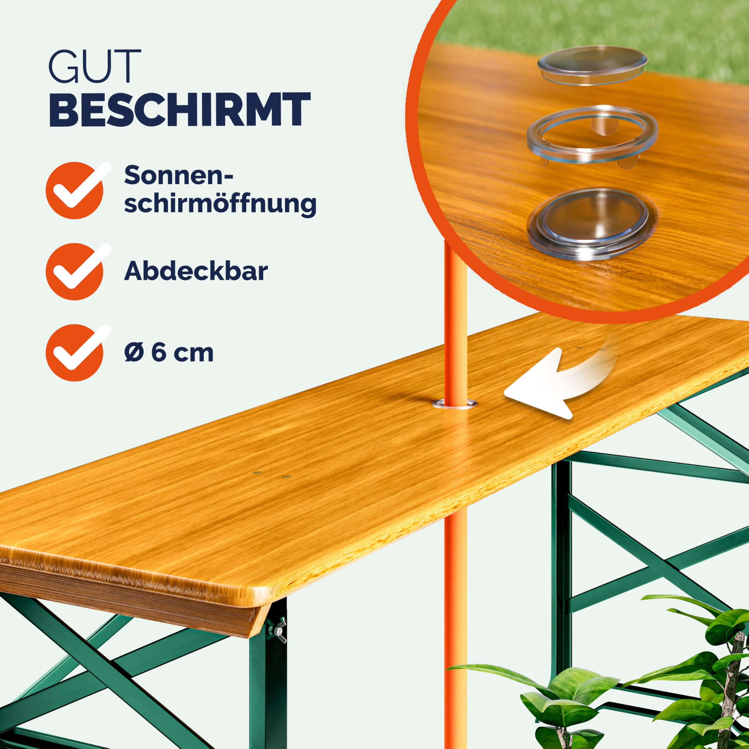 Deuba Bierzelttisch Höhenverstellbar Klappbar Hoch Outdoor Breit Holz XXL Buffettisch 170cm Bierzeltgarnitur Stehtisch Bartisch Partytisch Klapptisch