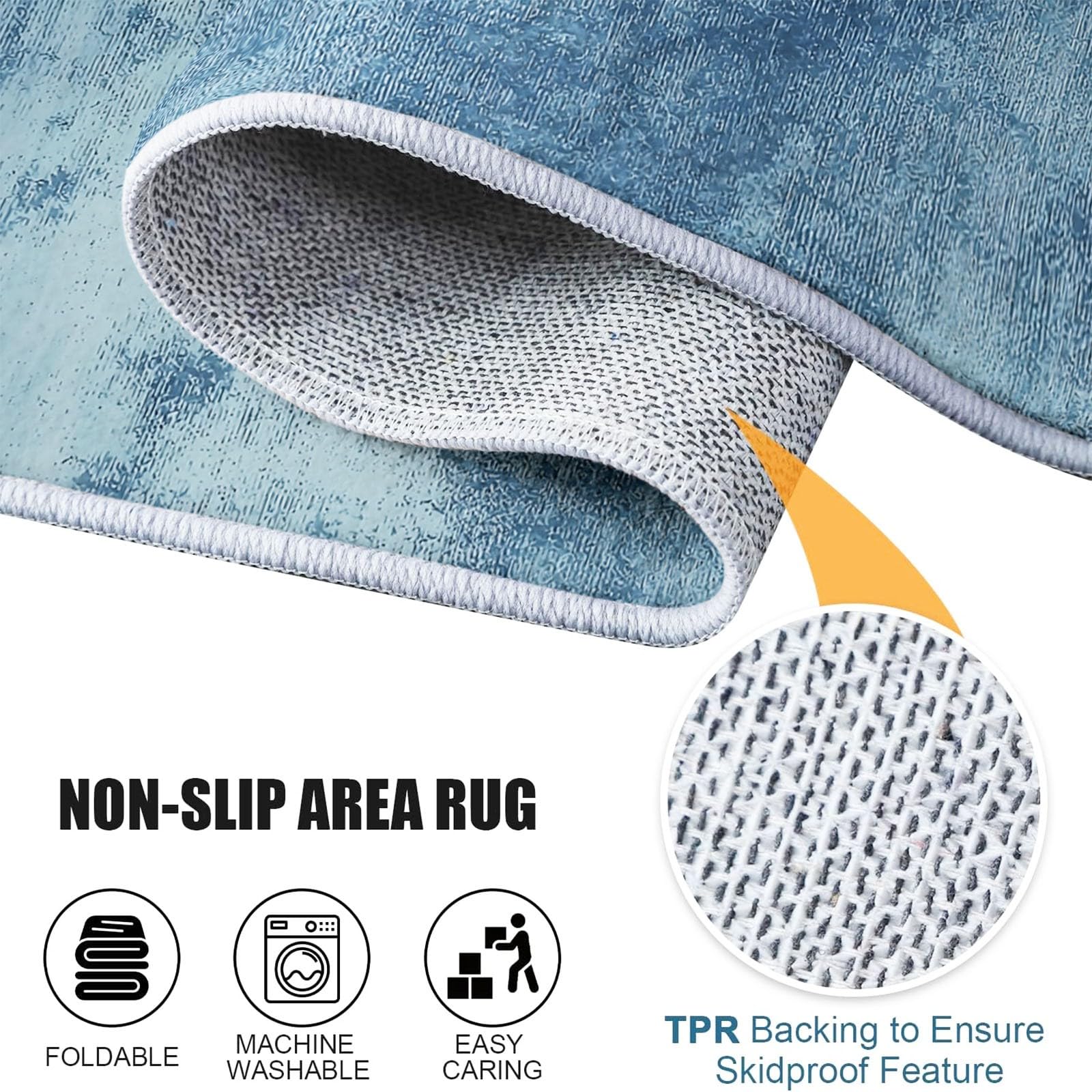 Generico Tappeto Salotto Trama Blu Astratta 120x180cm Tappeto Soggiorno Pelo Corto Lavabile, Tappeti Camera da Letto, Tappeti Antiscivolo per Interni e Esterni