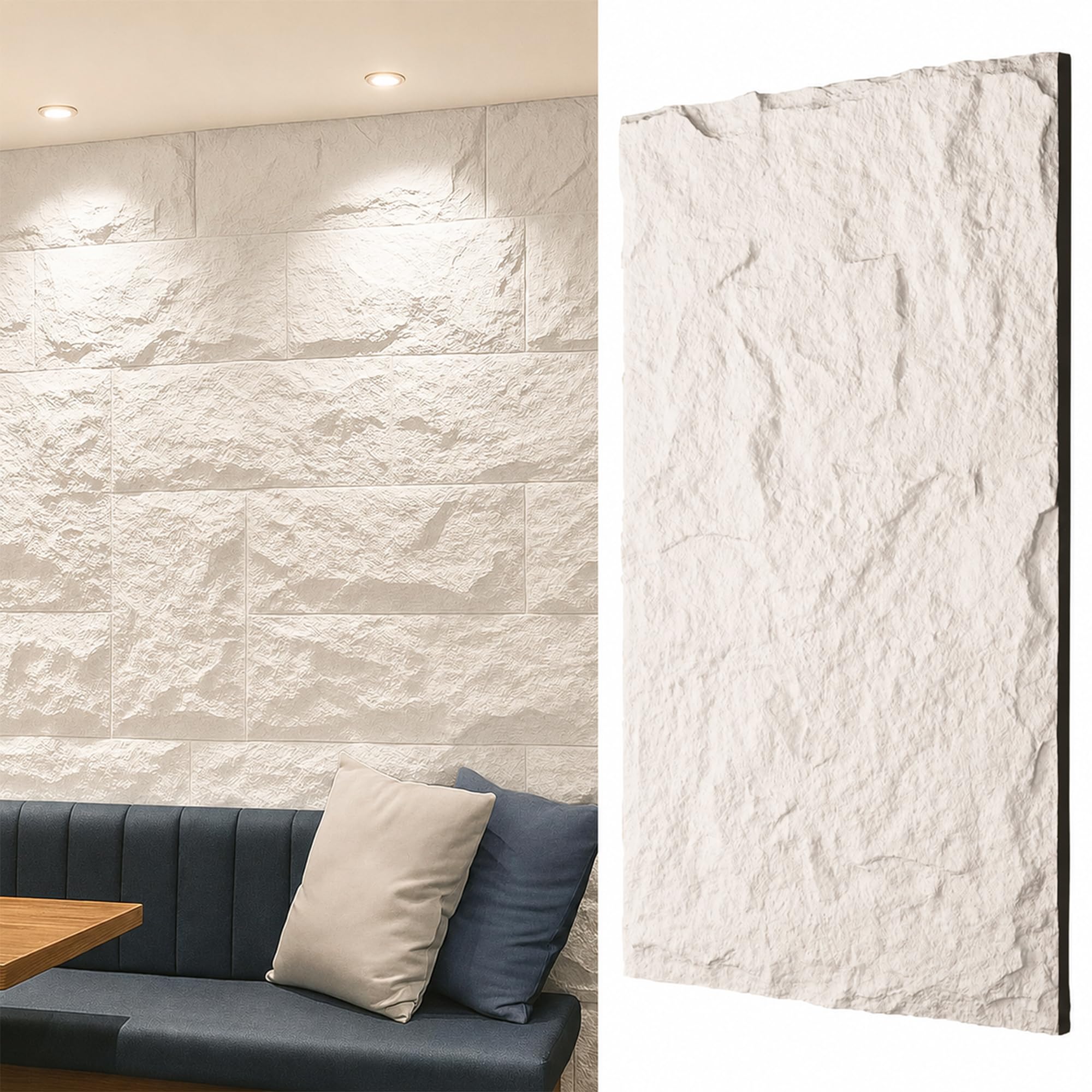 WallDec Stone Effect Wall Panels, Everest 1x Panel, 120 x 60cm (47.2 x 23.6"), 3D Decorative Rock Effect Wall Panels, Easy DIY Installation, Interior & Exterior Design