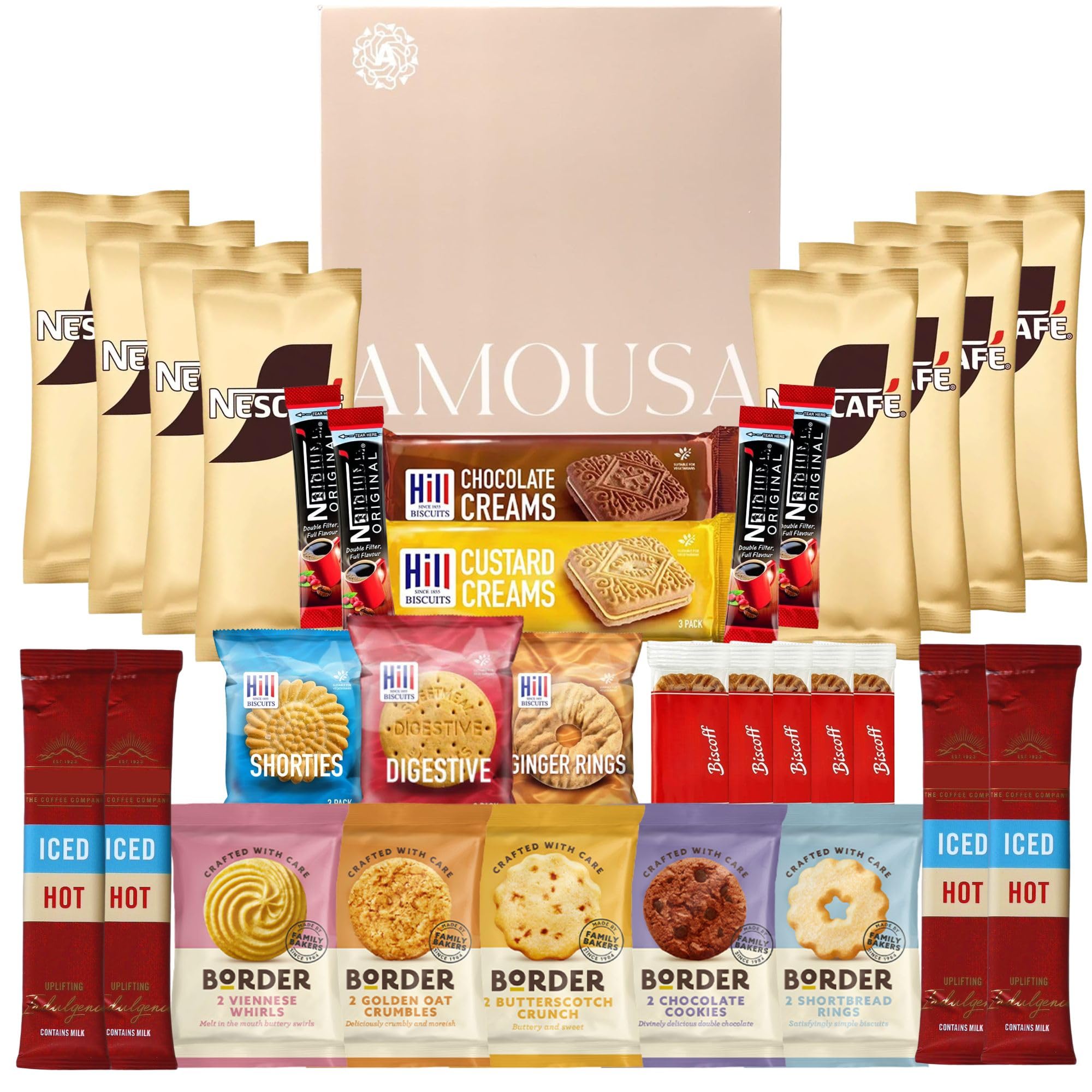 Instant Coffee Gift Set – This Coffee Hamper includes 16x Coffe Sachets & 15x Biscuits | Mothers Day Coffee Hamper