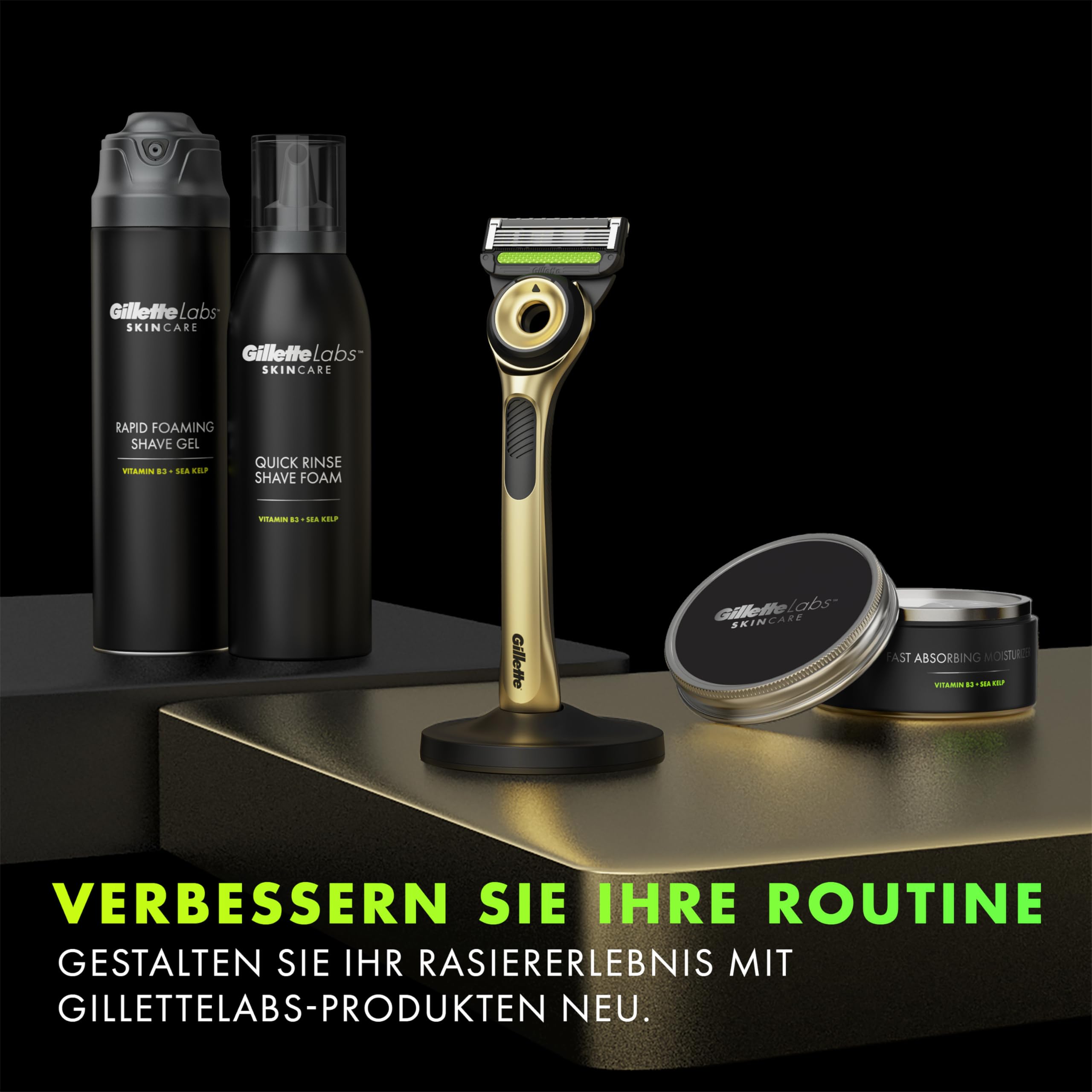 Gillette Labs Champion Gold Edition Ersatzklingen, Kompatibel Mit Gillette Labs Rasierer Mit Reinigungs-Element, 5 Ersatzklingen